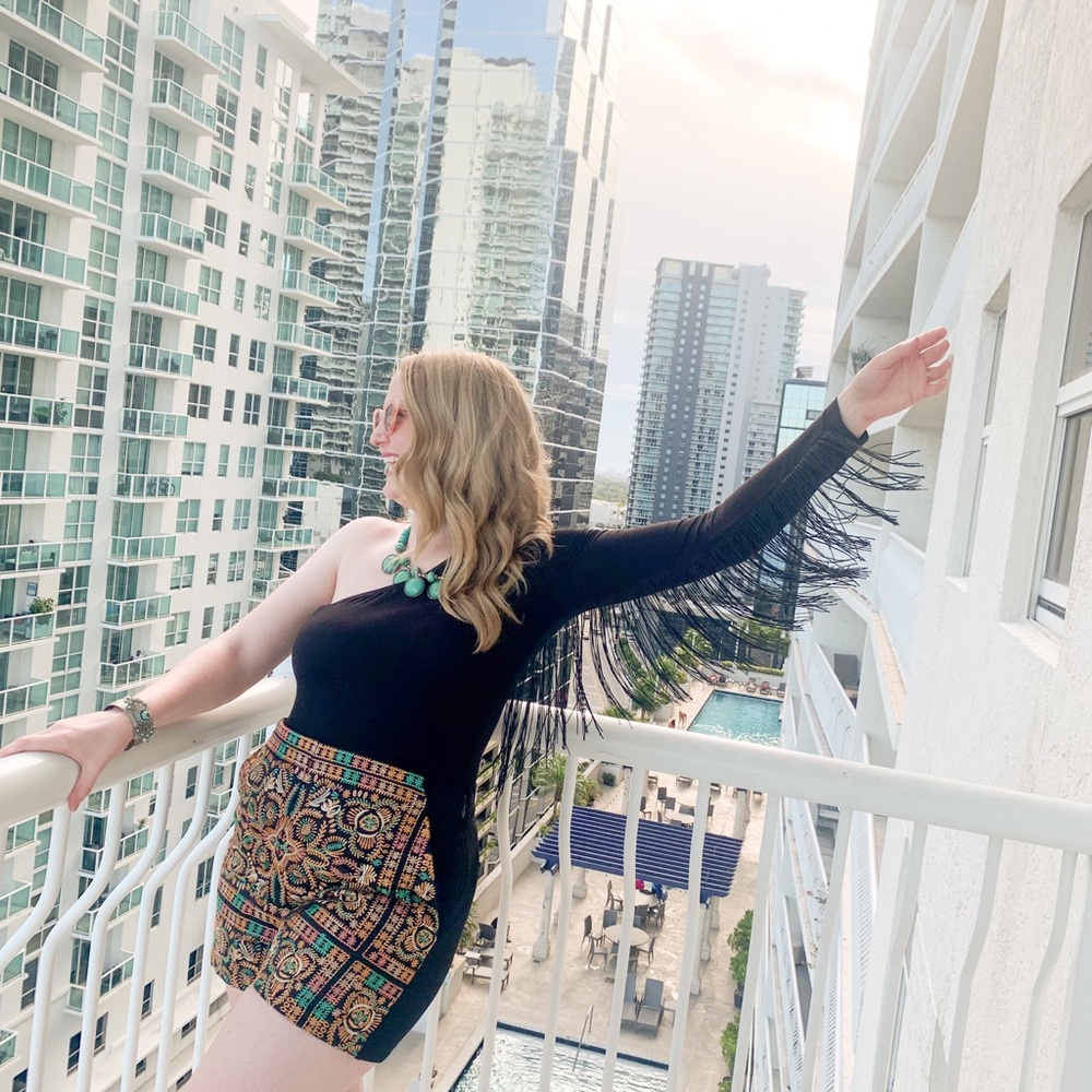 Topshop High Waisted Embroidered Shorts